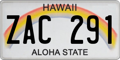 HI license plate ZAC291