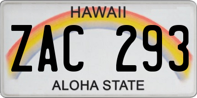 HI license plate ZAC293