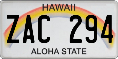 HI license plate ZAC294