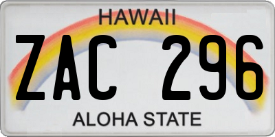 HI license plate ZAC296