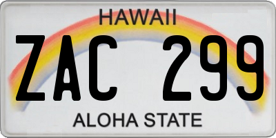 HI license plate ZAC299