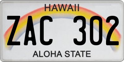 HI license plate ZAC302