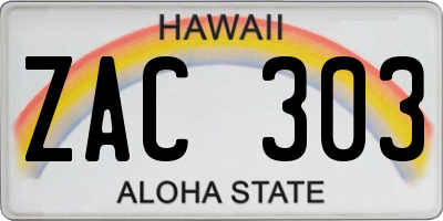 HI license plate ZAC303
