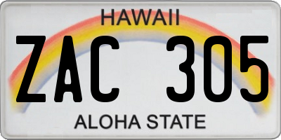 HI license plate ZAC305
