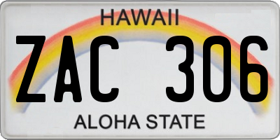HI license plate ZAC306