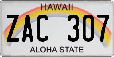 HI license plate ZAC307