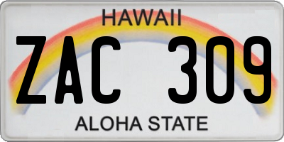 HI license plate ZAC309