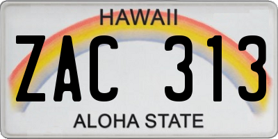 HI license plate ZAC313