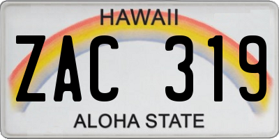 HI license plate ZAC319