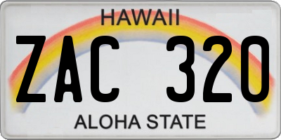 HI license plate ZAC320