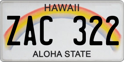 HI license plate ZAC322