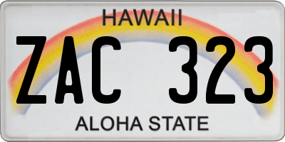 HI license plate ZAC323