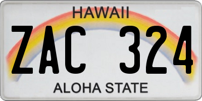 HI license plate ZAC324