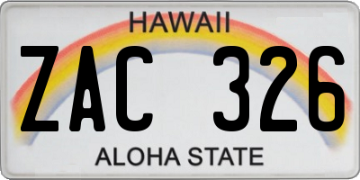 HI license plate ZAC326