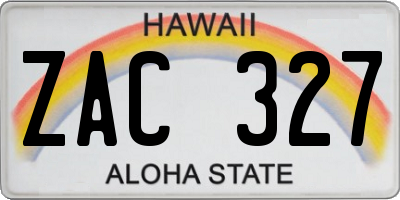 HI license plate ZAC327
