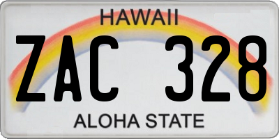 HI license plate ZAC328