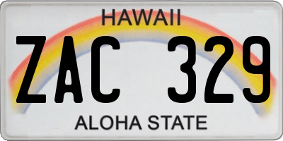 HI license plate ZAC329