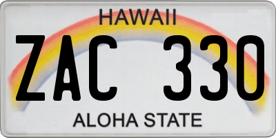 HI license plate ZAC330
