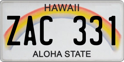 HI license plate ZAC331