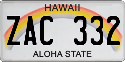 HI license plate ZAC332