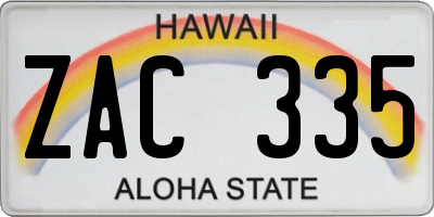 HI license plate ZAC335