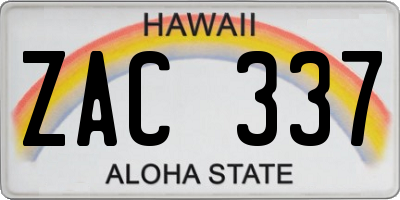 HI license plate ZAC337