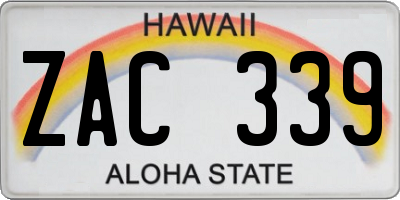 HI license plate ZAC339