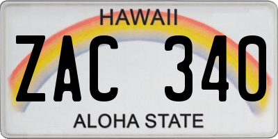 HI license plate ZAC340