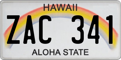 HI license plate ZAC341