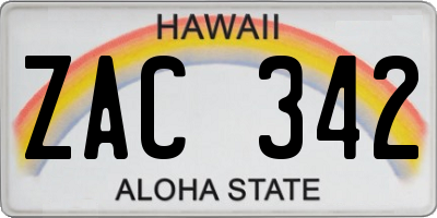 HI license plate ZAC342