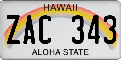 HI license plate ZAC343