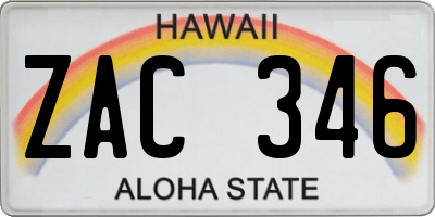 HI license plate ZAC346