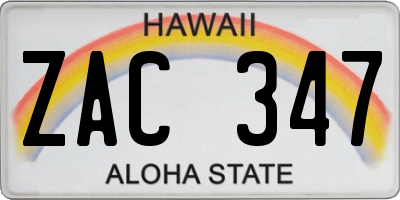 HI license plate ZAC347