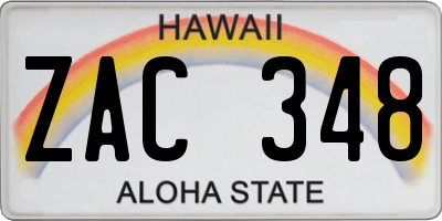 HI license plate ZAC348