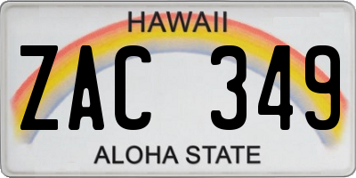 HI license plate ZAC349
