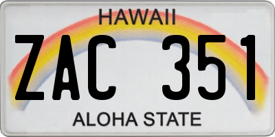 HI license plate ZAC351