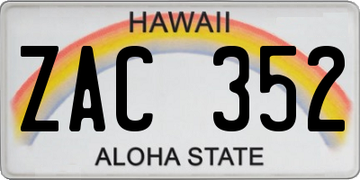 HI license plate ZAC352