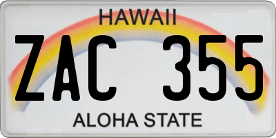 HI license plate ZAC355