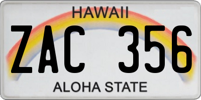 HI license plate ZAC356