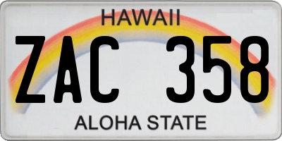 HI license plate ZAC358