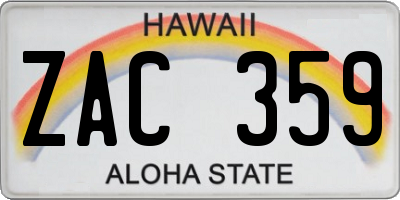 HI license plate ZAC359