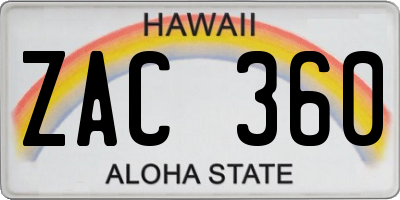 HI license plate ZAC360