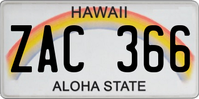 HI license plate ZAC366