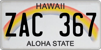 HI license plate ZAC367