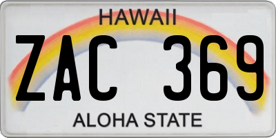 HI license plate ZAC369