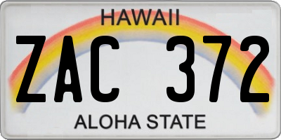 HI license plate ZAC372