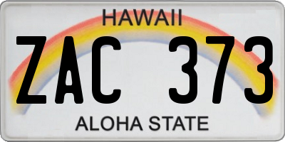 HI license plate ZAC373