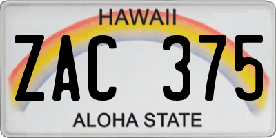 HI license plate ZAC375