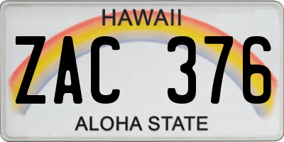 HI license plate ZAC376