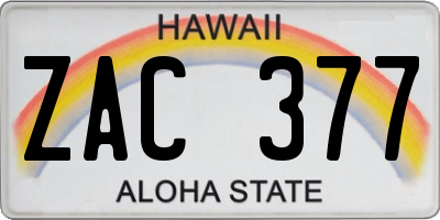 HI license plate ZAC377